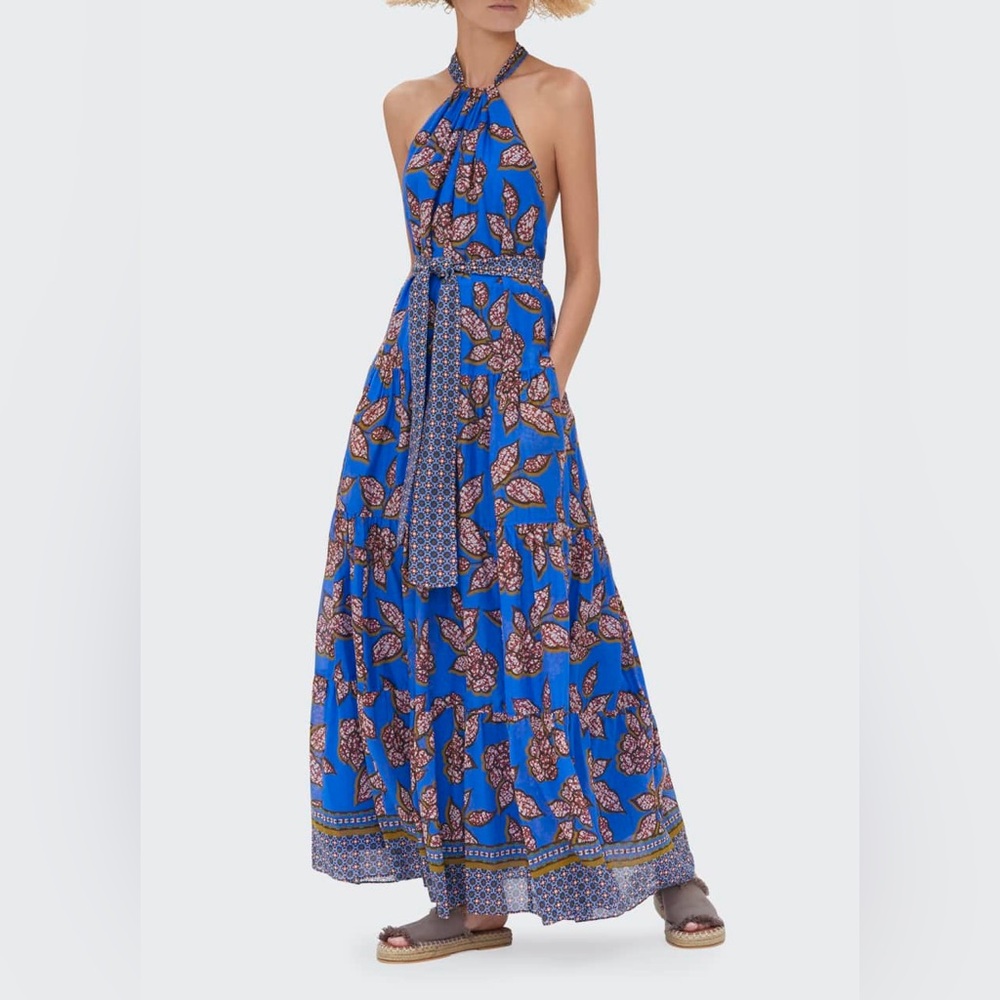 Alexis Joyette Blue Floral Halter Maxi Dress
